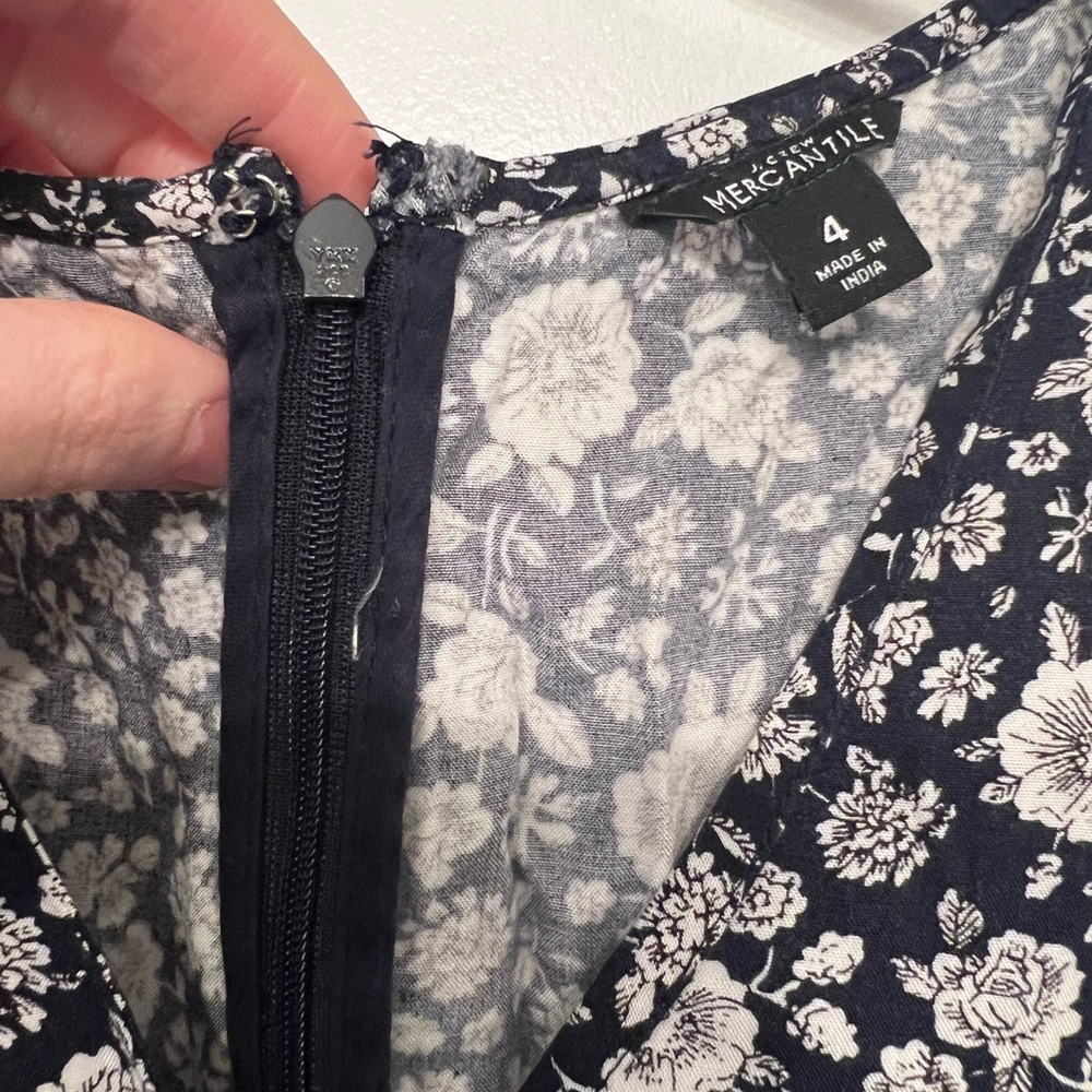 J. Crew Dark Blue and White Floral Mini Dress - Picture 3 of 7